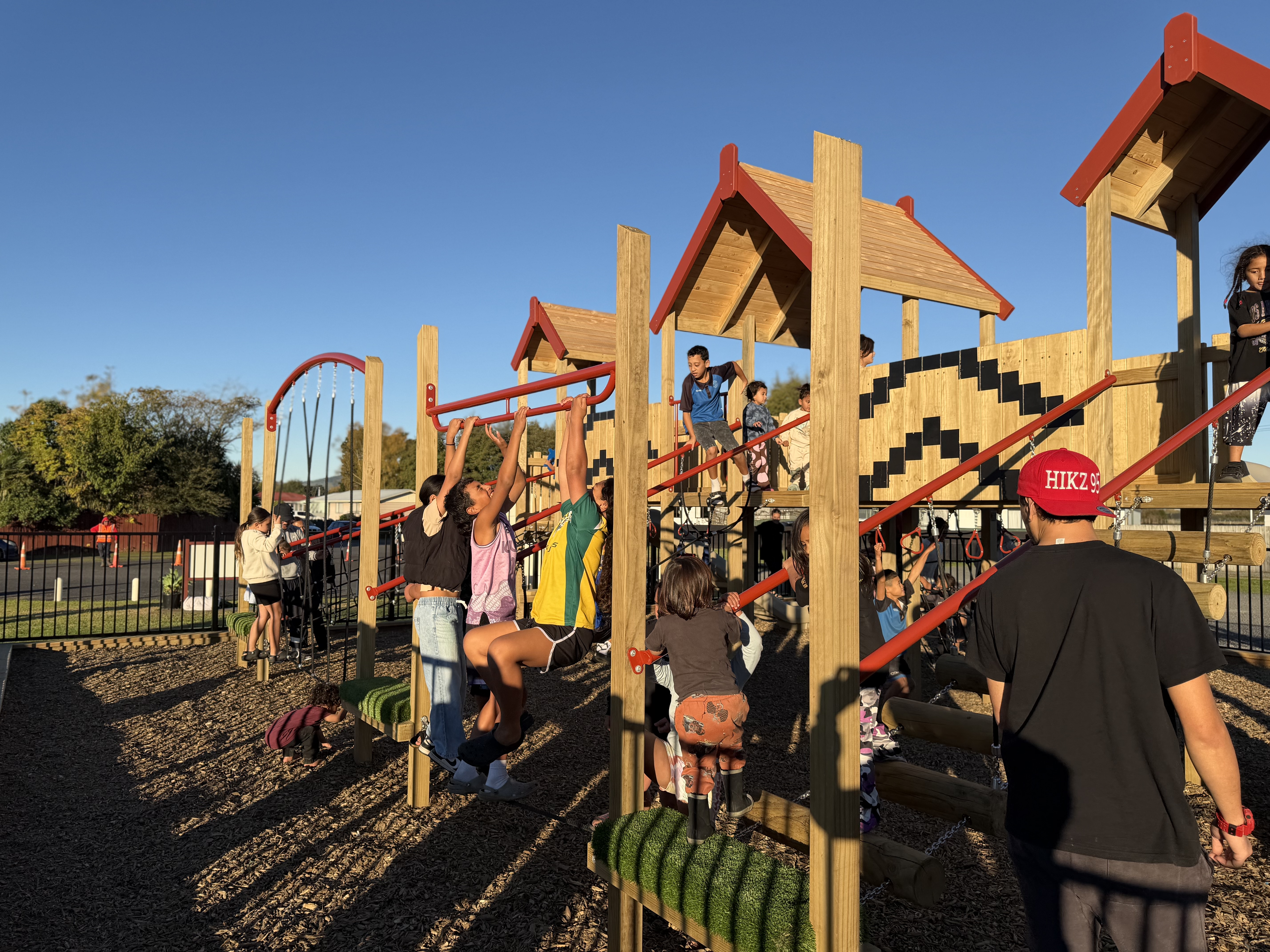 Children playing on new playground