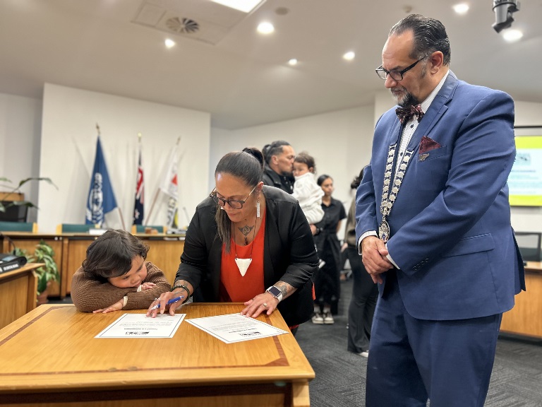 Councillor Endine Dixon-Harris and her mokopuna