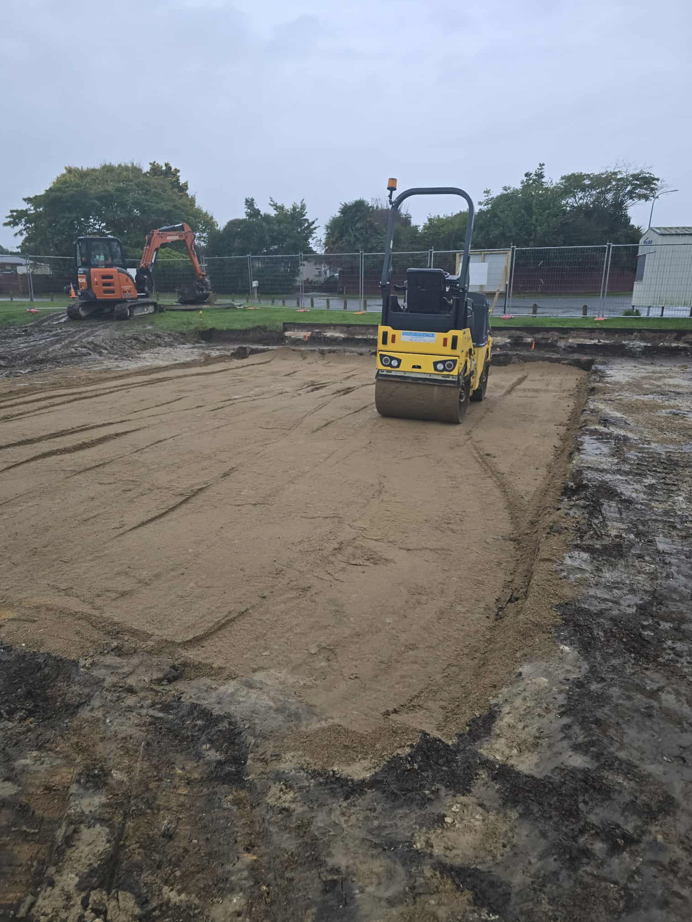 Groundworks underway at Tauwhare Pa playground, with the base taking shape as construction progresses.