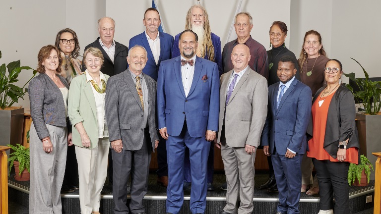 Waikato District Councillors and Mayor 14 elected members stand together at their swearing in ceremony