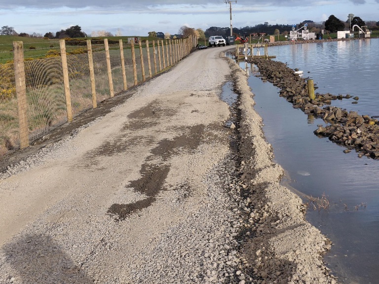 Gravel works to stop overflow. Gravel added to stop the overflow.