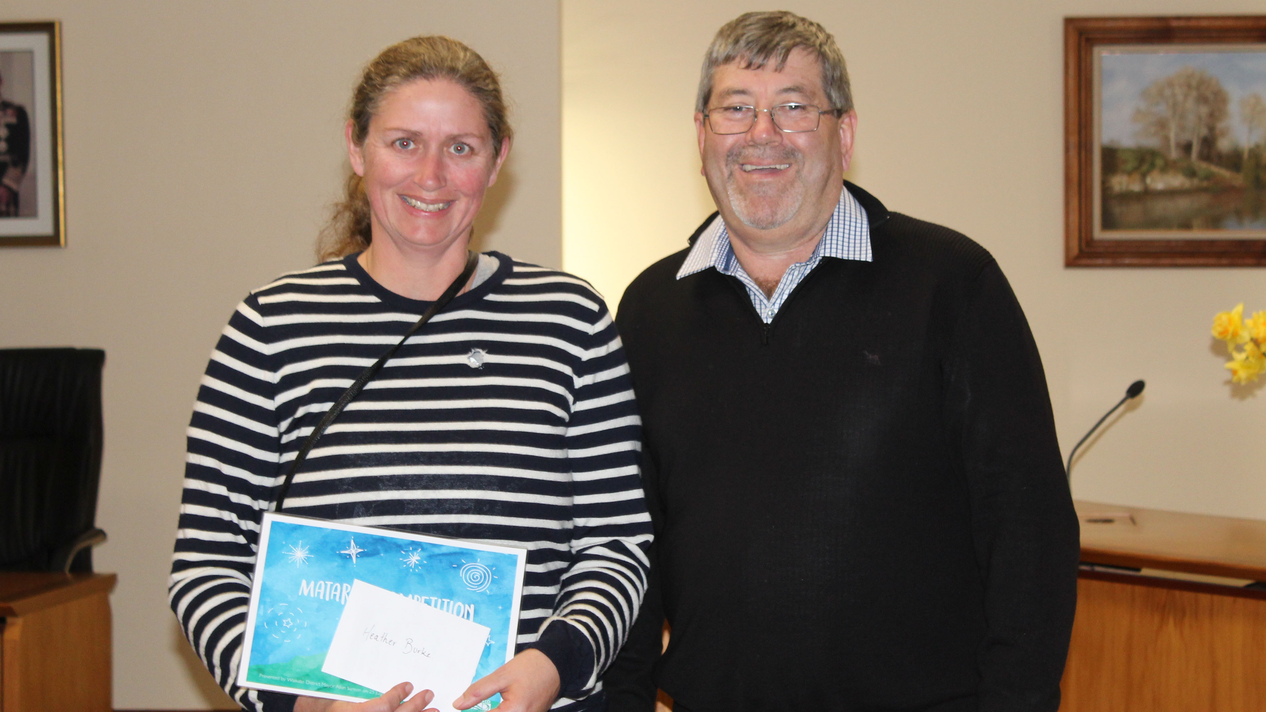 Heather Burke with Mayor Sanson