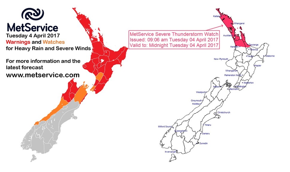 Metservice has issued a severe weather warning
