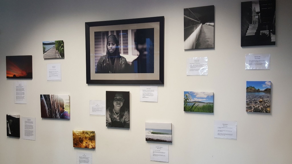 Rangatahi-photo-exhib A selection of the Rangatahi exhibition’s works on display currently at Raglan Library.