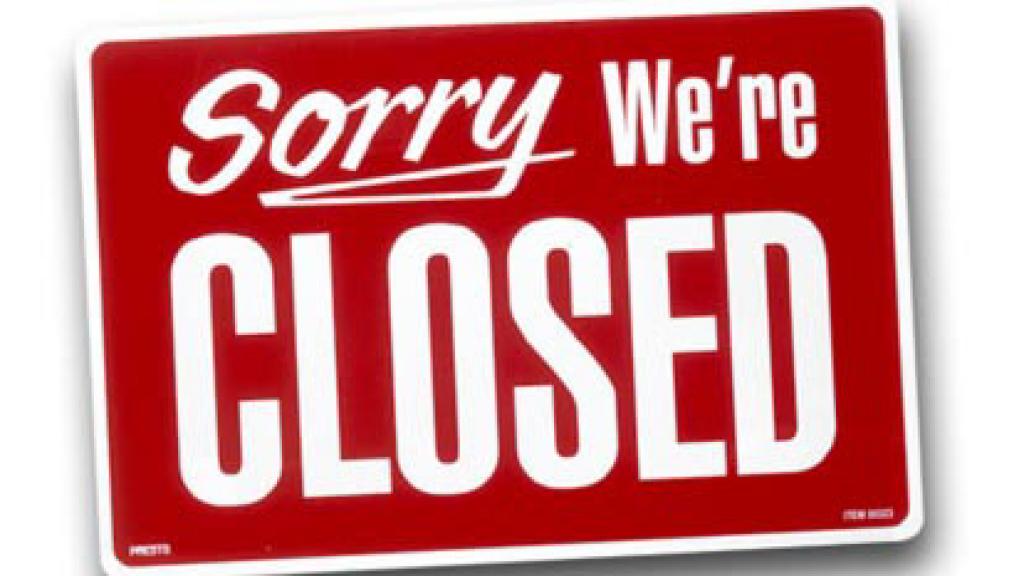 Sorry were closed sign
