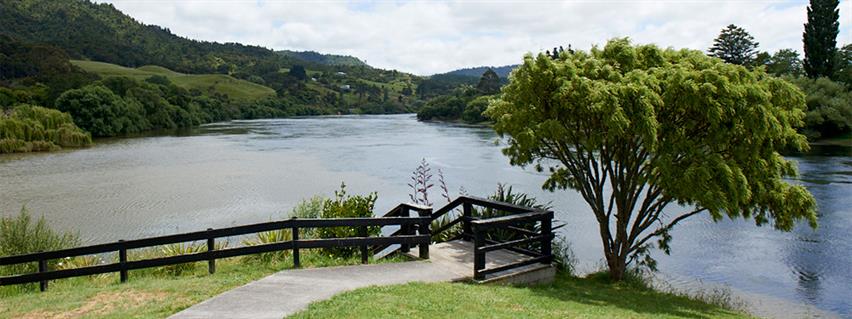 The Waikato River flowing through Ngaruawahia