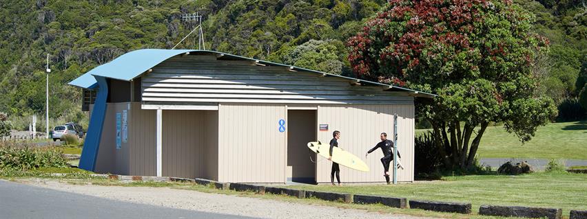 Waikato District Council managed public toilets in Manu Bay, Raglan