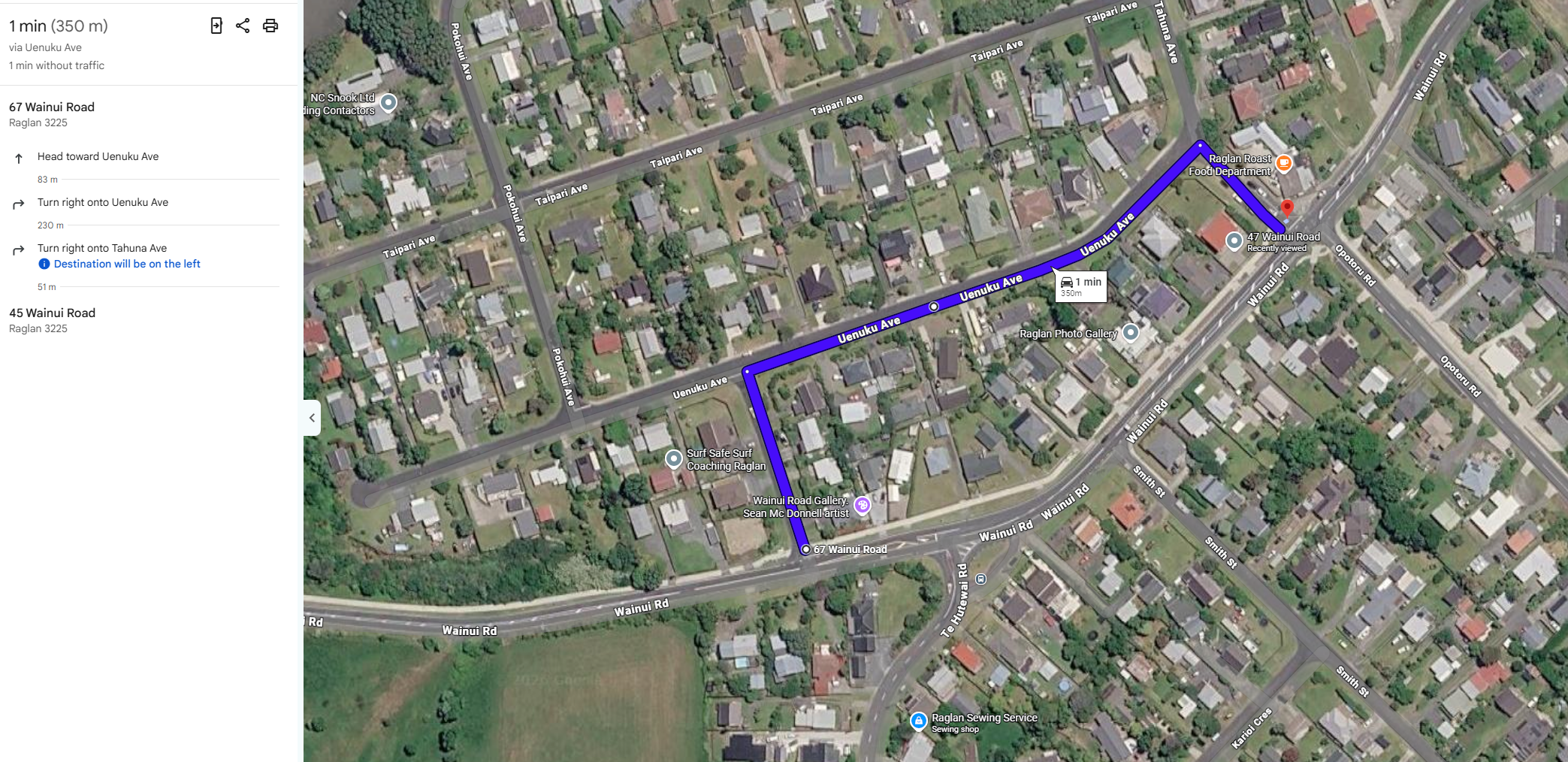 Wainui Road closure detour map