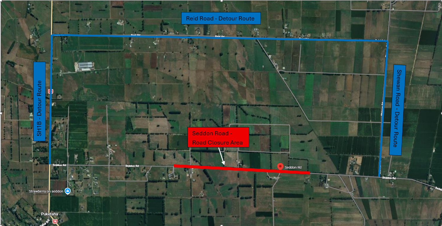 Map of Seddon Road closure