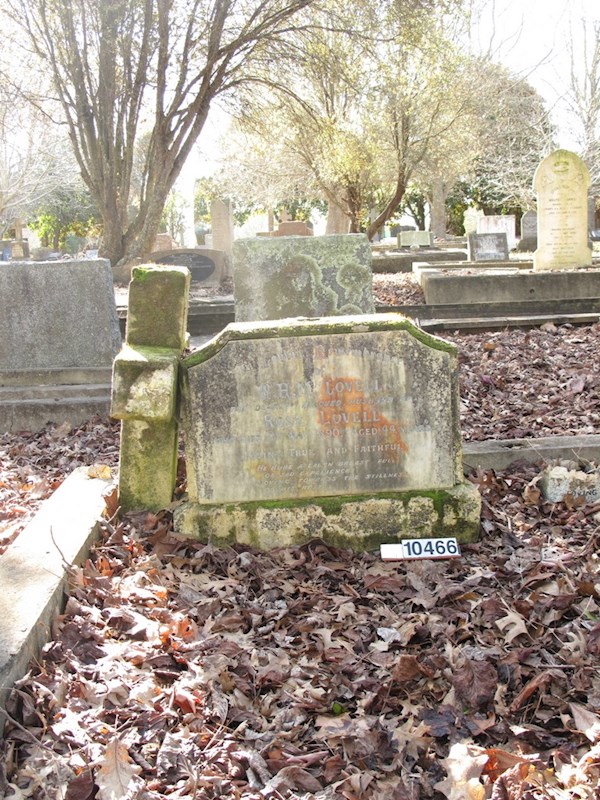 In Loving Remembrance WH M Lovell the dearly beloved husband of Rose Lovell who died 2nd May 1890 aged 44 years Loving true and faithfull He bore a laden breast full of sad experiences moving towards the stillness of his rest ? In Loving Remembrance WH M Lovell the dearly beloved husband of Rose Lovell who died 2nd May 1890 aged 44 years Loving true and faithfull He bore a laden breast full of sad experiences moving towards the stillness of his rest : Lovell, William H