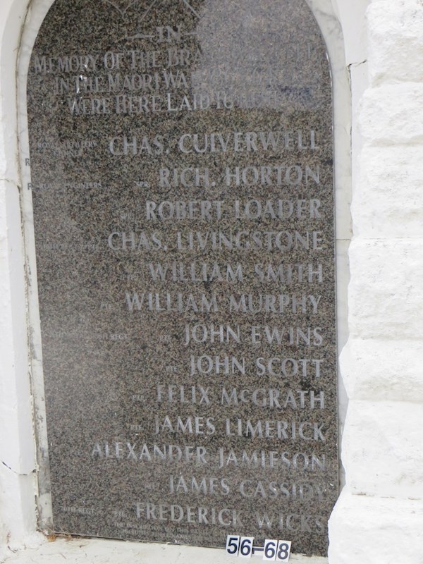 In memory of the brave who fell in the Maori War 1863 - 64 and were here laid to rest - 70th Regiment Pvte Frederick Wick ? In memory of the brave who fell in the Maori War 1863 - 64 and were here laid to rest - 70th Regiment Pvte Frederick Wick : Wicks, (Pvte) Frederick